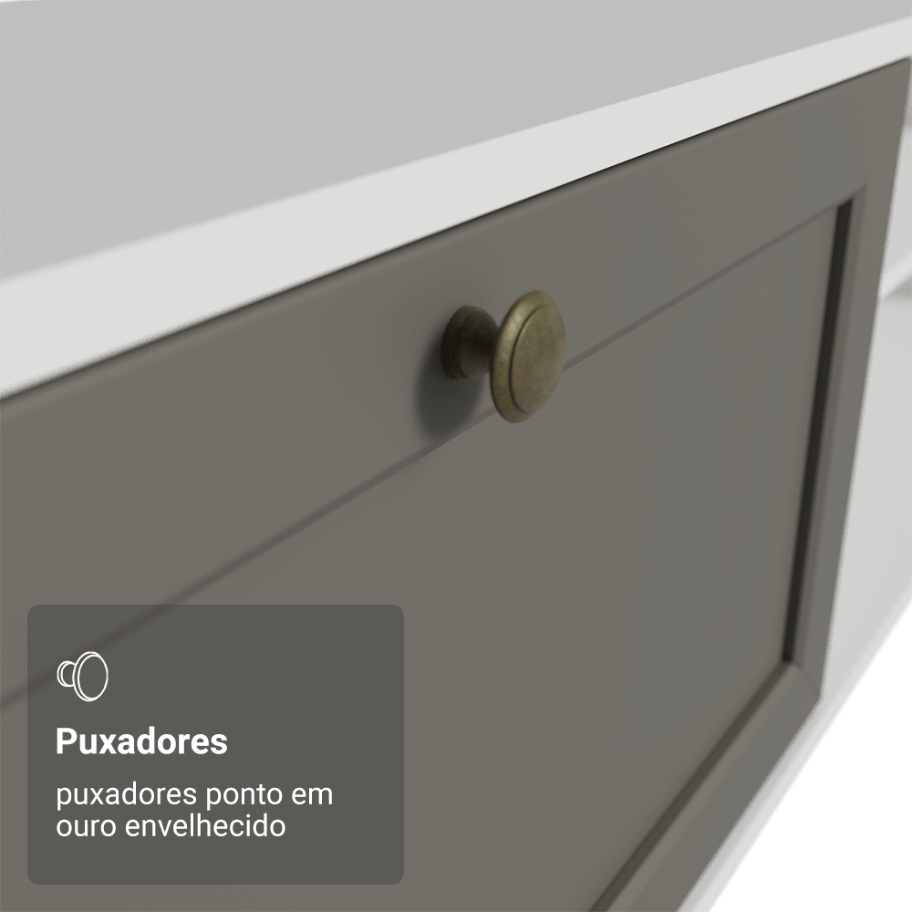 Rack para TV até 80 Polegadas 218 cm 2 Portas Branco/Cinza Vik Madesa
