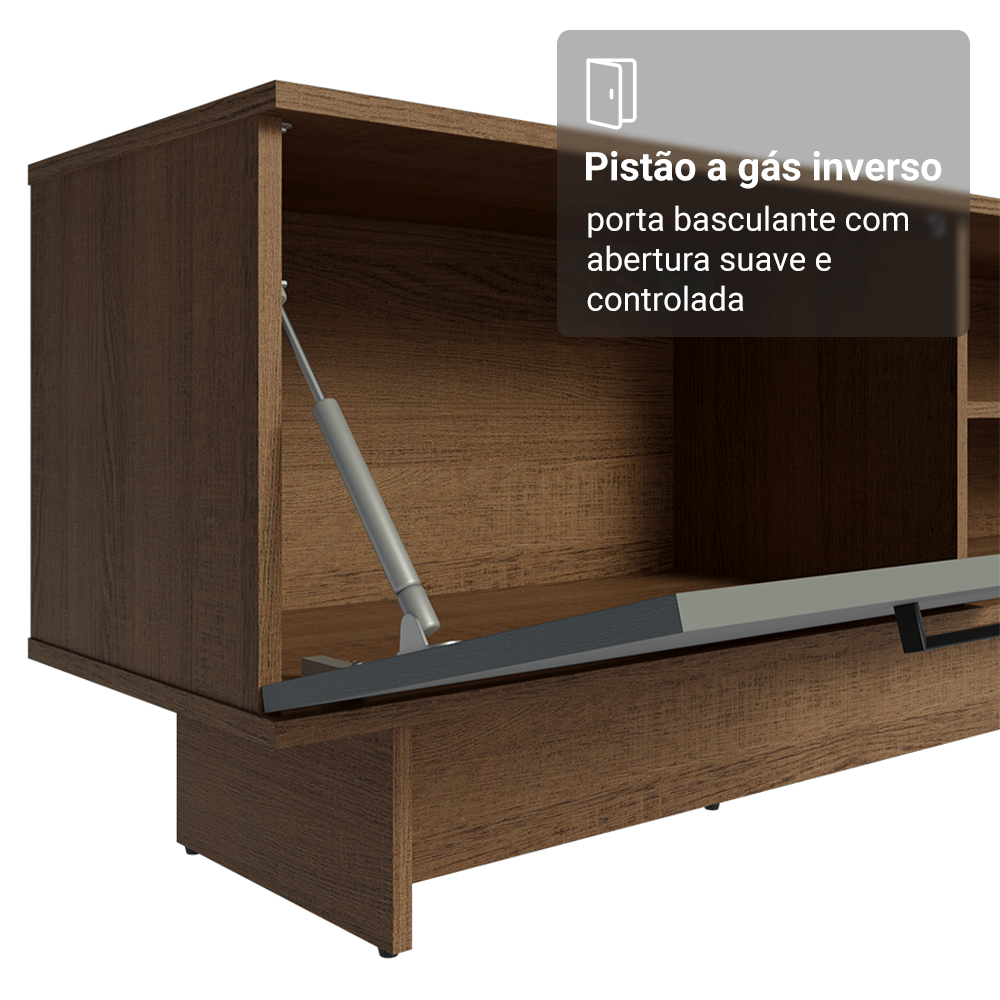 Rack para TV até 80 Polegadas 218 cm 2 Portas Rustic/Cinza Agata Madesa