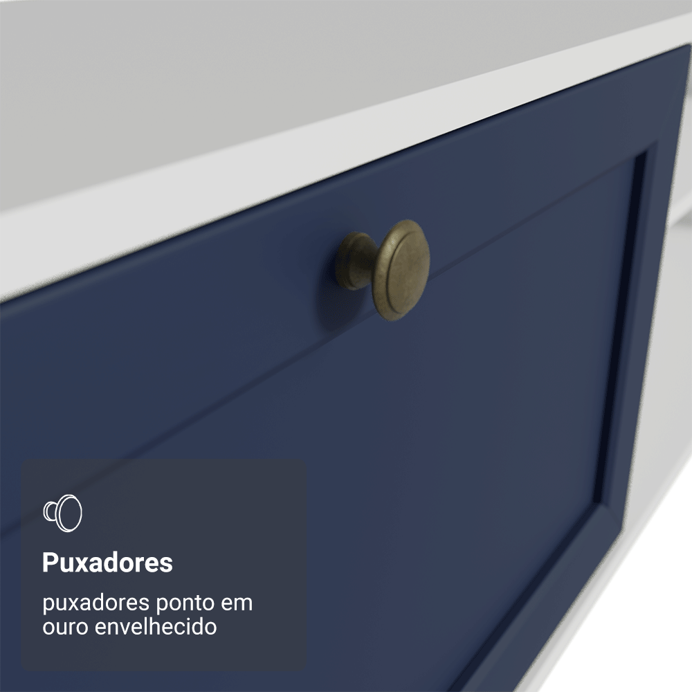 Rack Suspenso para TV até 80 Polegadas 218 cm 2 Portas Branco/Azul Vik Madesa