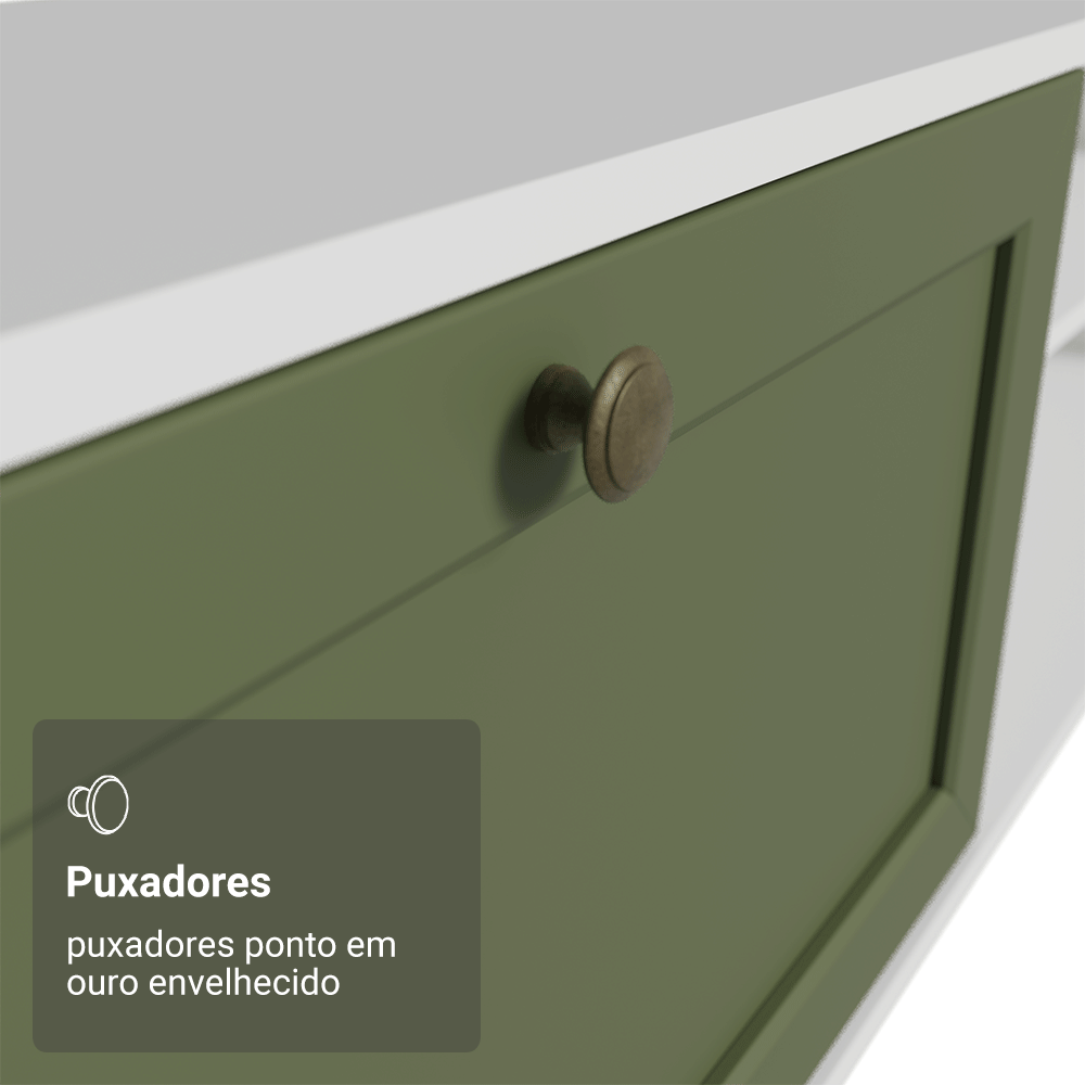 Rack Suspenso para TV até 80 Polegadas 218 cm 2 Portas Branco/Verde Vik Madesa