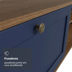 Rack Suspenso para TV até 80 Polegadas 218 cm 2 Portas Rustic/Azul Vik Madesa