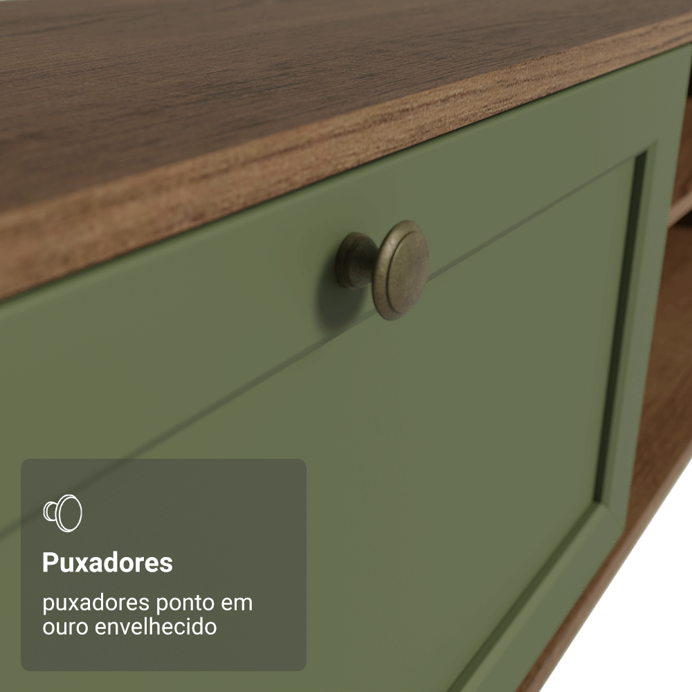 Rack para TV até 80 Polegadas 218 cm 2 Portas Rustic/Verde Vik Madesa