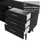 Escrivaninha Mesa de Escritório de Canto 3 Gavetas Preto Lisboa Madesa