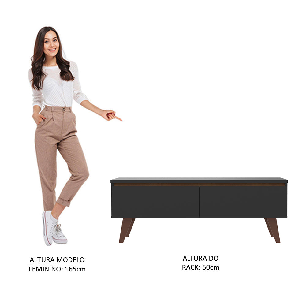 Rack para TV até 55 Polegadas Madesa Le Mans com 2 Portas Rustic/Preto