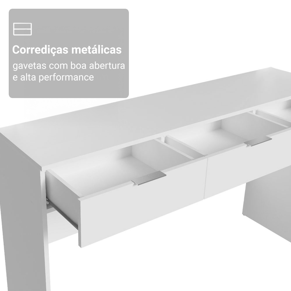 Penteadeira Madesa Camarim Carly com 3 Gavetas (Sem Painel) Branco