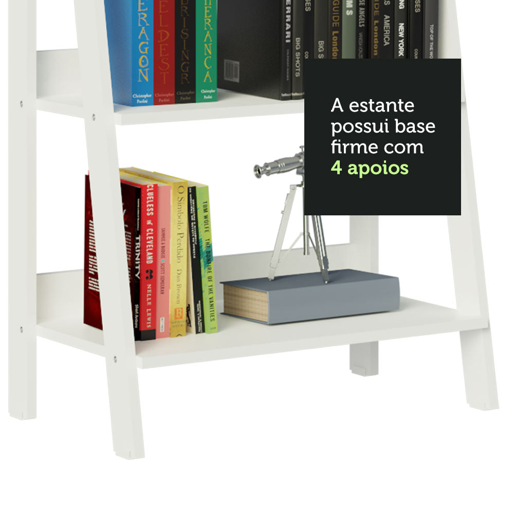 Estante Escada para Livros com 4 Prateleiras Madesa Branco