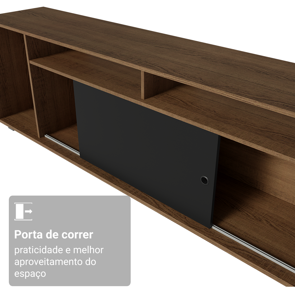 Rack para TV até 65 Polegadas Madesa Cancun Rustic/Preto