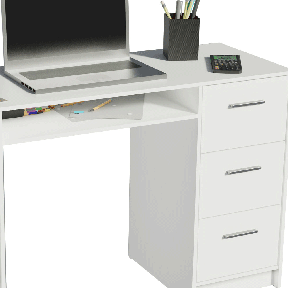 Escrivaninha 3 Gavetas 1 Porta Branco Alaska Madesa