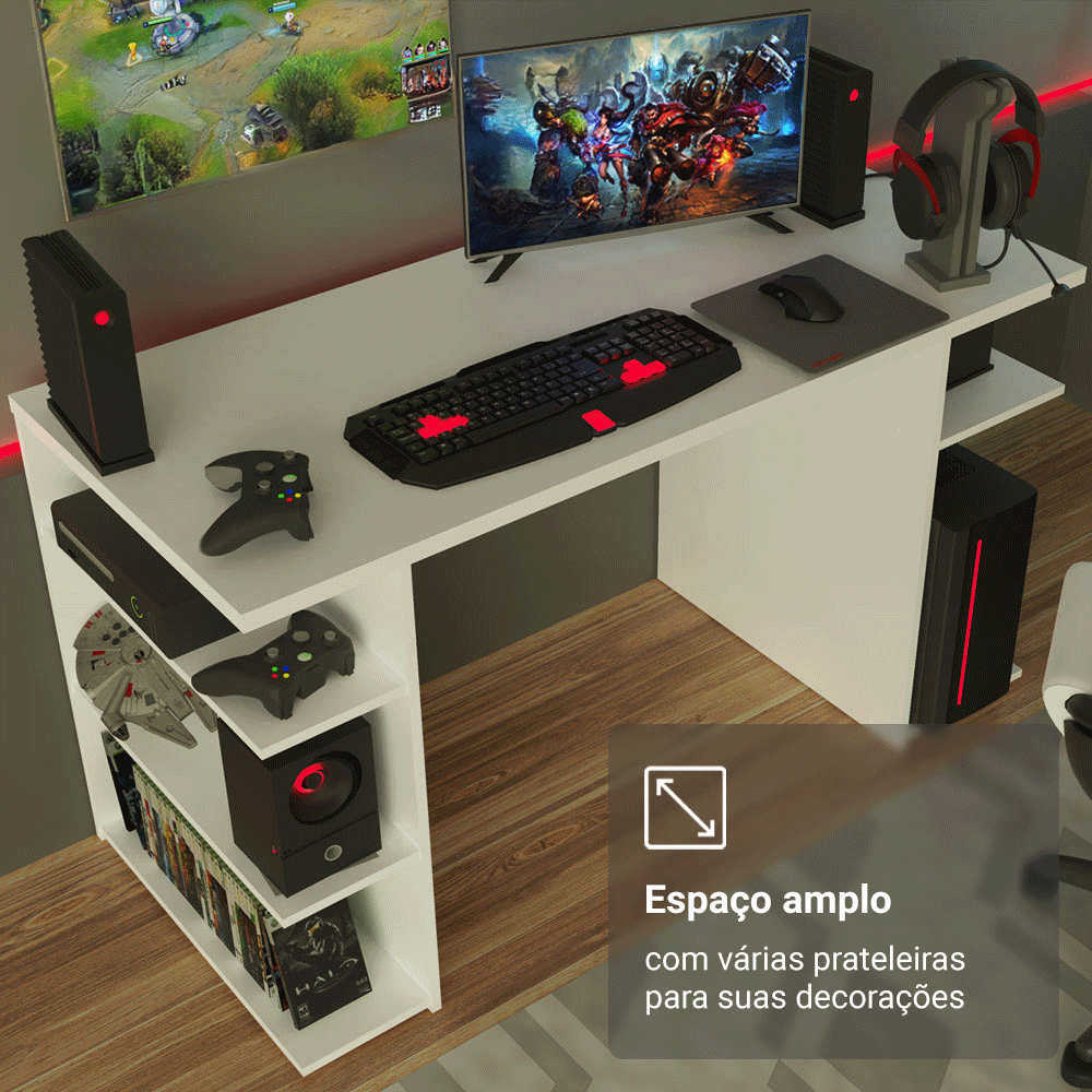 Mesa para Computador Gamer Madesa 9409 Branco