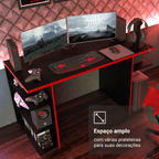 Mesa para Computador Gamer Madesa 9409 Preto/Vermelho