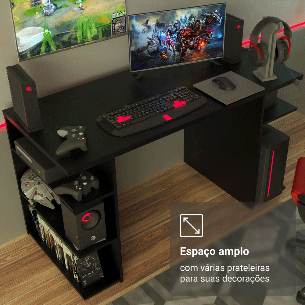 Mesa para Computador Gamer Madesa 9409 Preto
