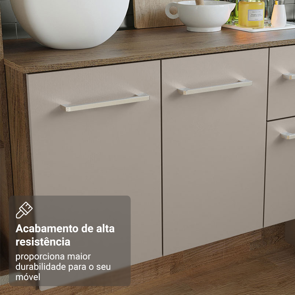 Armário de Cozinha Compacta 120cm Rustic/Crema Easy Madesa