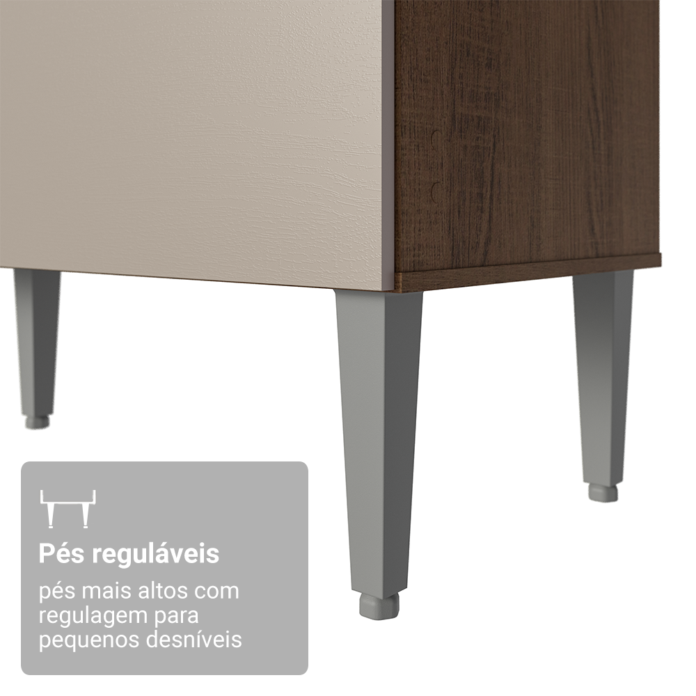 Armário de Cozinha Compacta 120cm Rustic/Crema Life Madesa