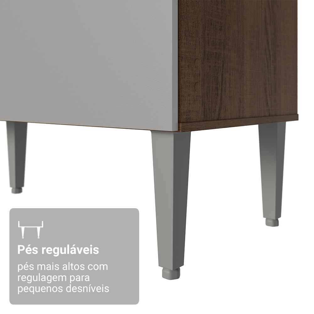 Armário de Cozinha Compacta 120cm Rustic/Cinza Life Madesa