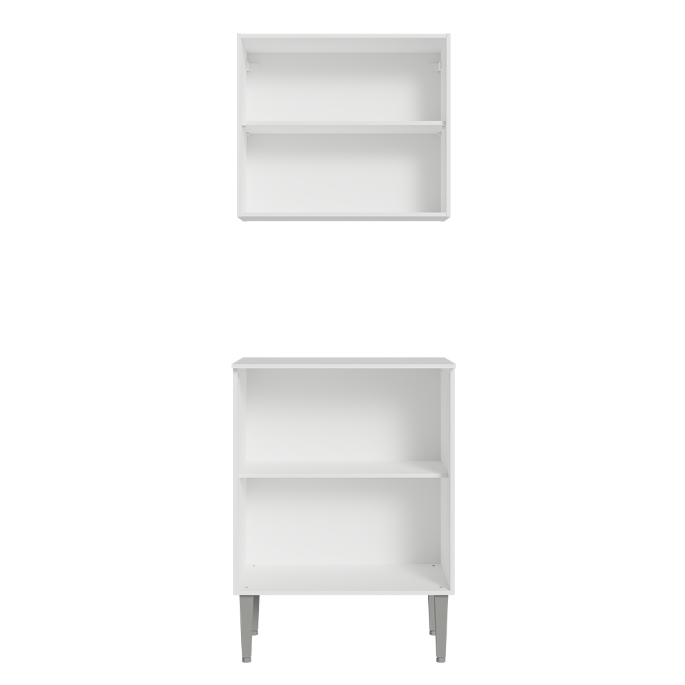 Kit com Armário Aéreo e Balcão 64cm Branco Emilly Madesa