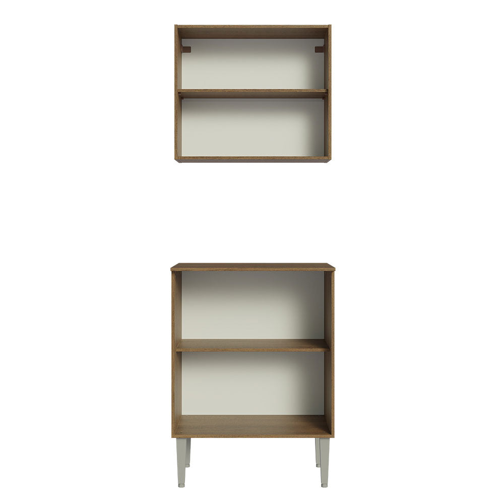 Kit com Armário Aéreo e Balcão 64cm Rustic/Cinza Emilly Madesa