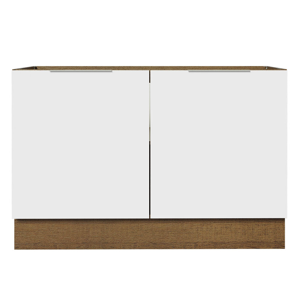 Balcão Gabinete de Pia 120 x 60 cm 2 Portas (Sem Tampo) Rustic/Branco Stella Madesa