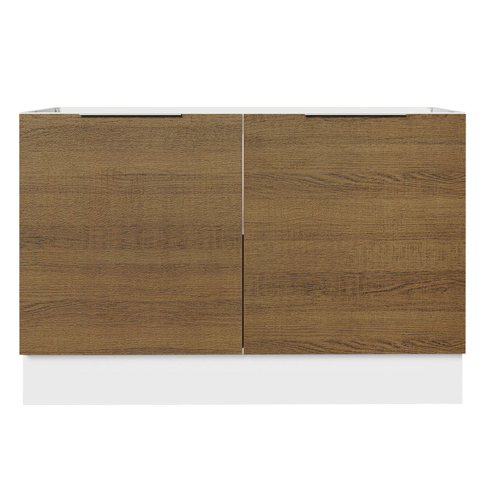 Balcão Gabinete de Pia 120 x 60 cm 2 Portas (Sem Tampo) Branco/Rustic Stella Madesa