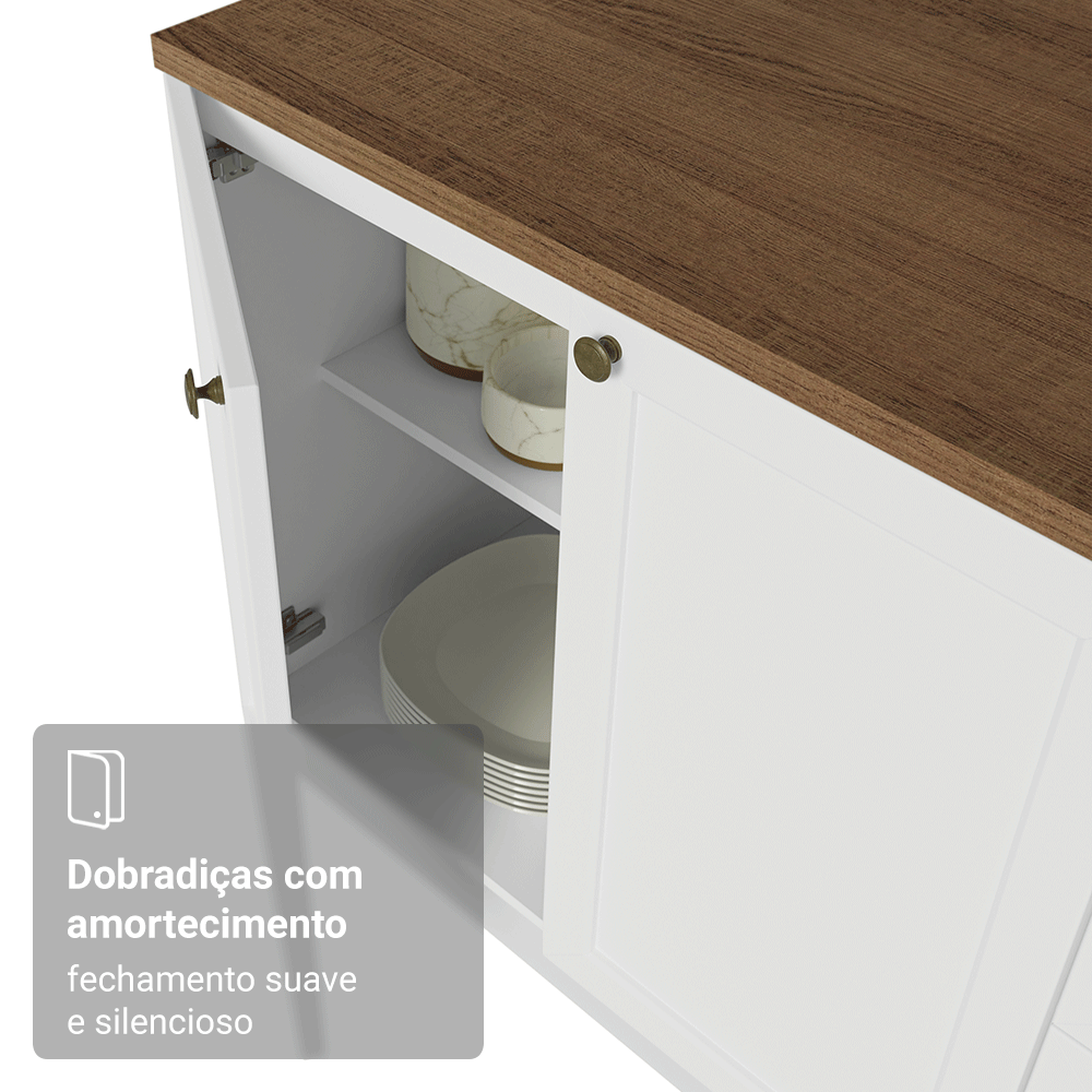 Balcão de Cozinha 120 x 60 cm 2 Portas (Com Tampo) Branco/Rustic Vik Madesa
