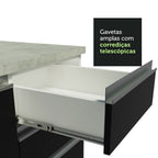 Balcão Gabinete de Pia 120 x 60 cm 1 Porta 2 Gavetas Branco/Preto (Sem Tampo) Glamy Madesa