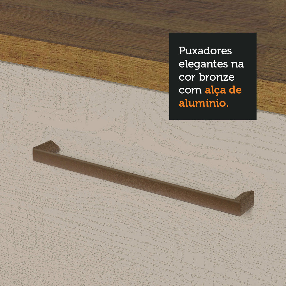 Balcão Gabinete 120 x 60 cm 1 Porta 2 Gavetas Rustic/Crema (Com Tampo) Agata Madesa