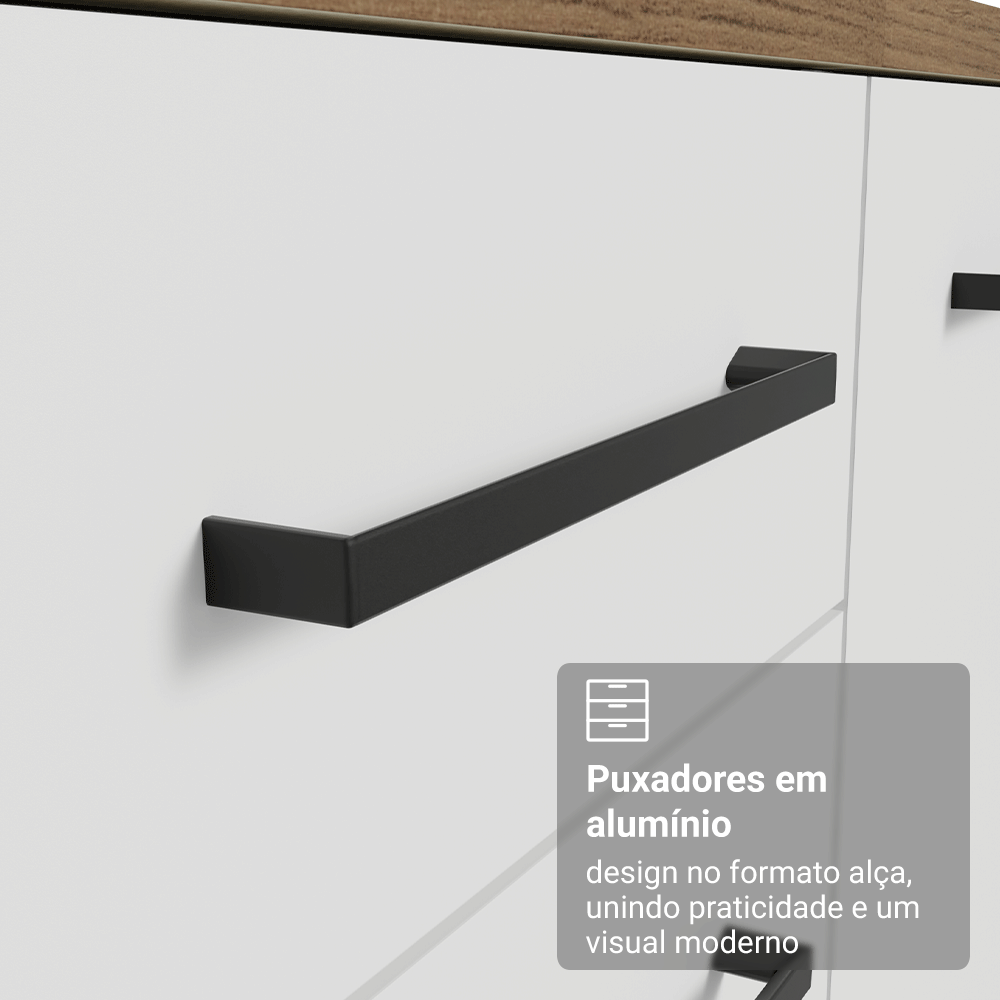 Balcão de Cozinha 40 x 60 cm 1 Porta Branco Tampo Rustic Agata Madesa