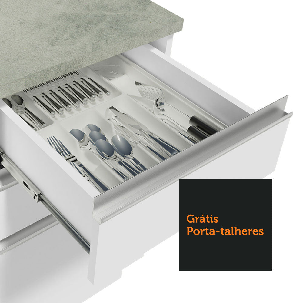 Balcão Cozinha 40 x 60 cm 3 Gavetas (Sem Tampo) Branco Glamy Madesa