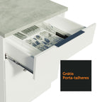 Balcão Cozinha 40 x 60 cm 3 Gavetas (Sem Tampo) Branco Stella Madesa