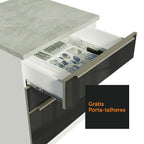 Balcão Madesa Lux 40 cm 3 Gavetas (Sem Tampo) Branco/Preto