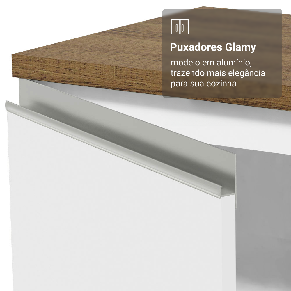 Balcão de Cozinha 50 x 60cm 1 Porta Branco Tampo Rustic Glamy Madesa