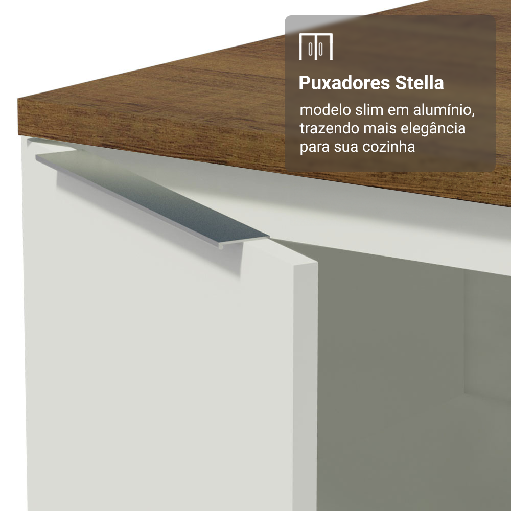 Balcão de Cozinha 50 x 60cm 1 Porta Branco Tampo Rustic Stella Madesa