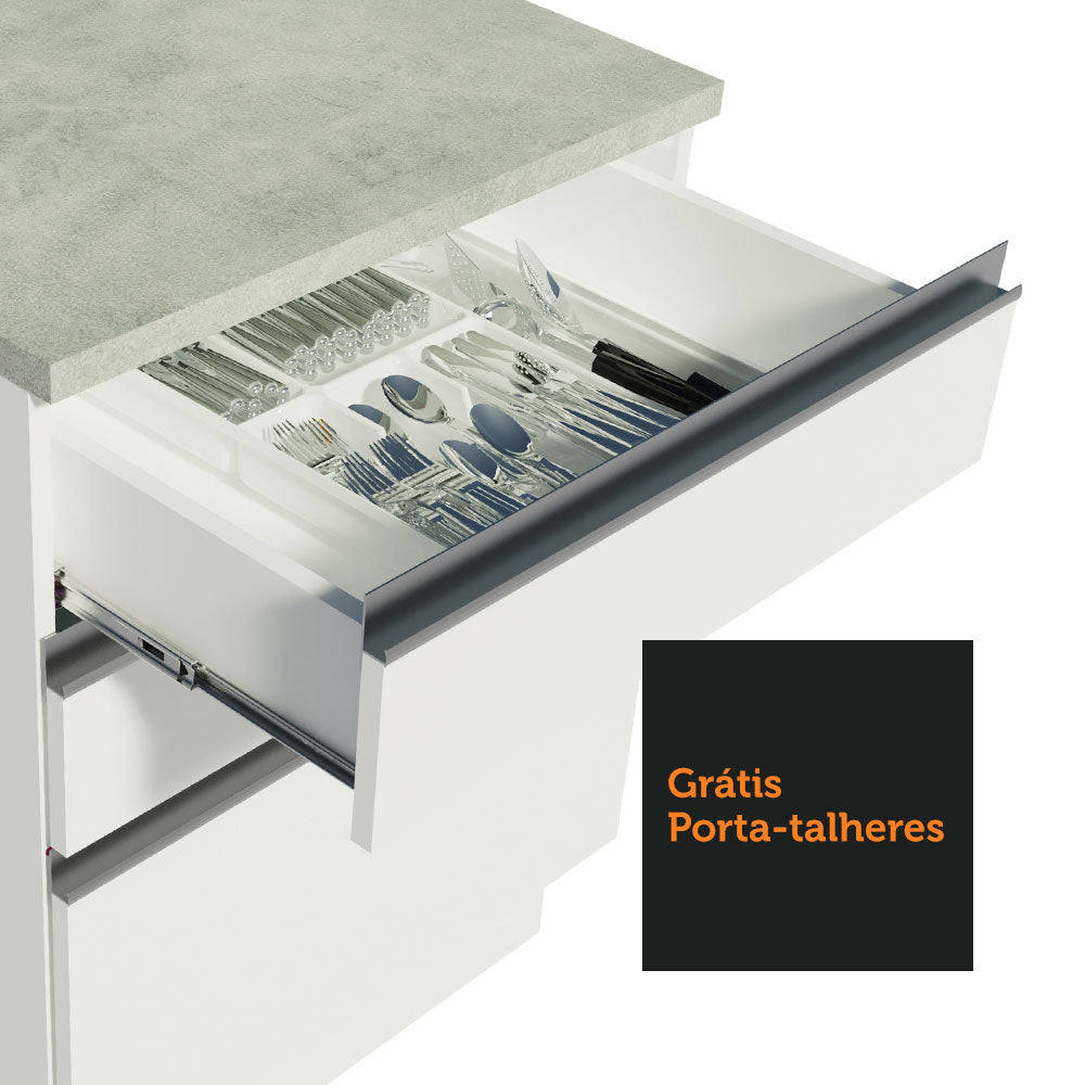 Balcão Madesa Glamy 60 x 60 cm 3 Gavetas (Com Tampo) Branco
