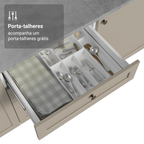 Balcão de Cozinha 60 x 60 cm 3 Gavetas (Com Tampo) Branco/Crema Vik Madesa