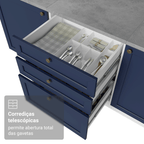 Balcão de Cozinha 60 x 60 cm 3 Gavetas (Sem Tampo) Branco/Azul Vik Madesa