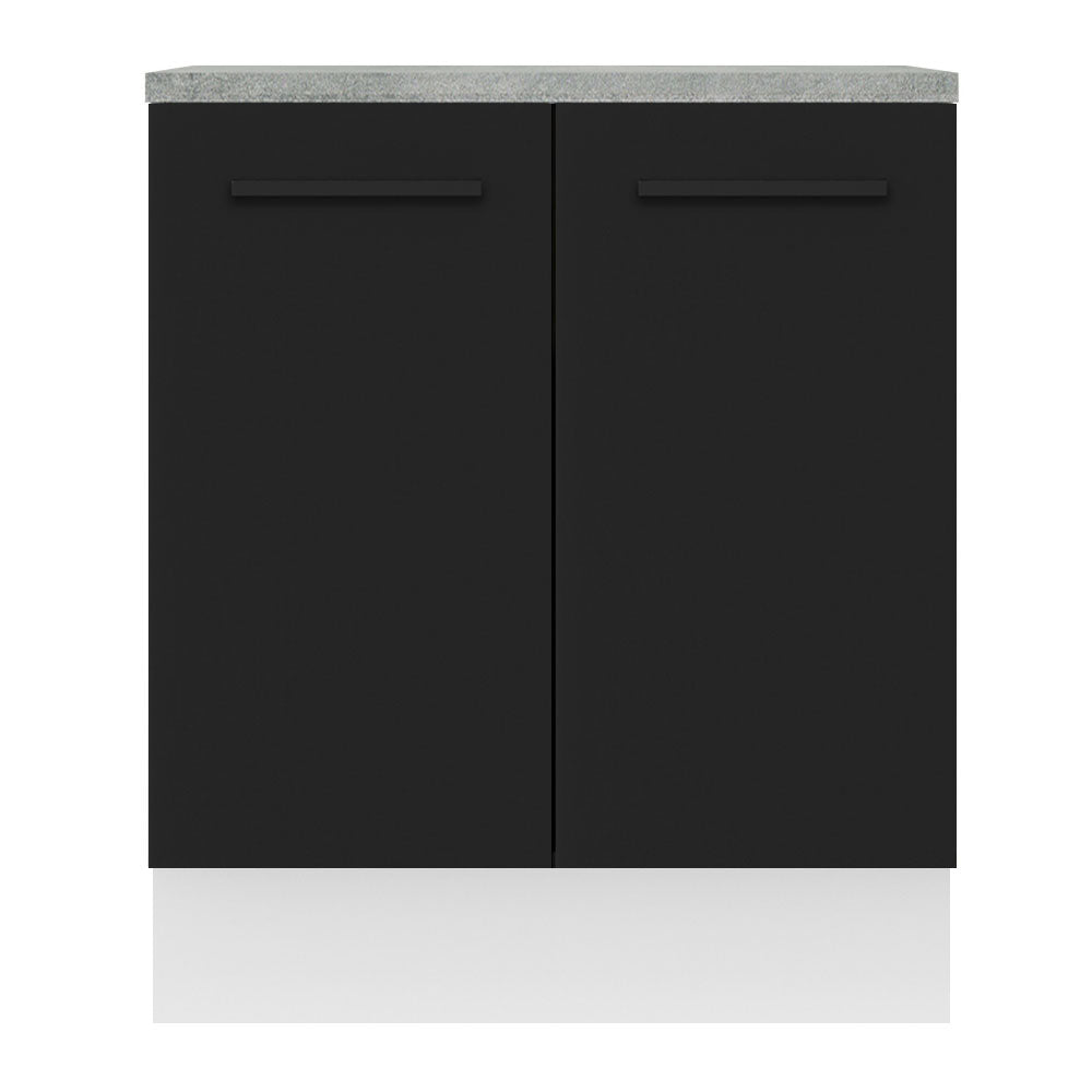 Balcão de Cozinha Madesa Agata 70 x 60 cm 2 Portas (Com Tampo) Branco/Preto