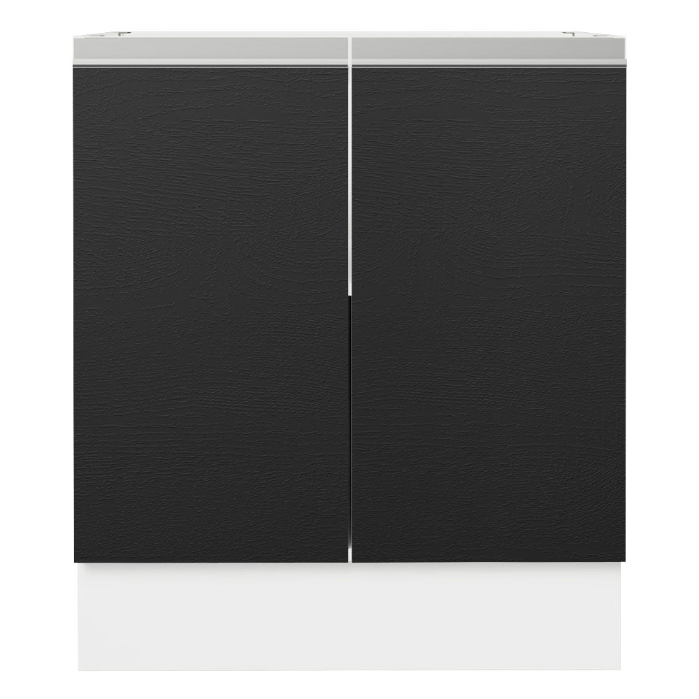 Balcão Cozinha 70 x 60 cm 2 Portas (Sem Tampo) Branco/Preto Glamy Madesa