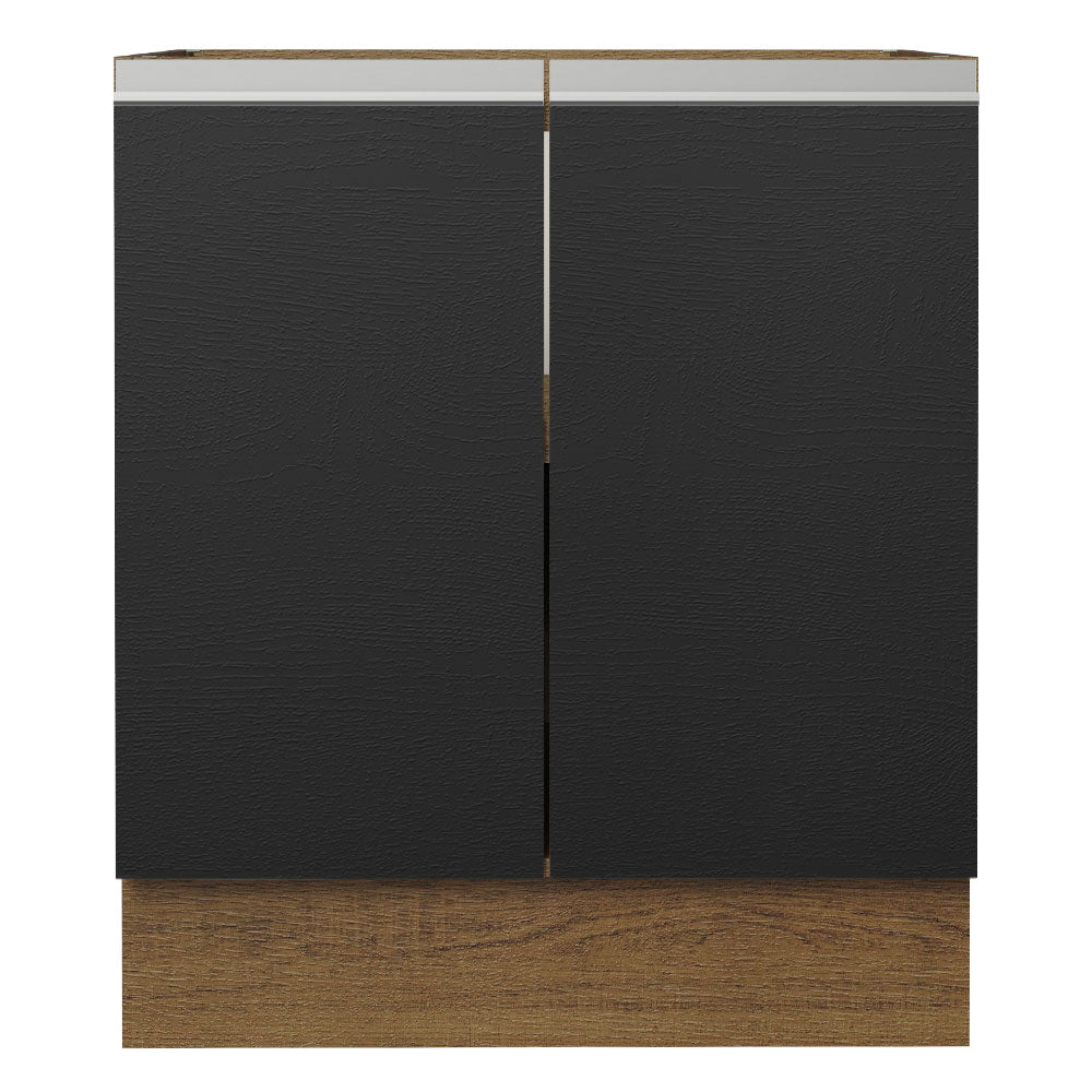 Balcão Cozinha 70 x 60 cm 2 Portas (Sem Tampo) Rustic/Preto Glamy Madesa