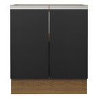 Balcão Cozinha 70 x 60 cm 2 Portas (Sem Tampo) Rustic/Preto Glamy Madesa