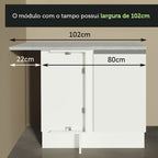 Balcão de Canto Madesa Glamy 1 Porta 60 cm Profundidade (Com Tampo) Branco