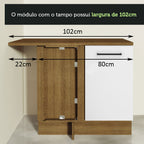 Balcão de Canto Madesa Agata 1 Porta 60 cm Profundidade (Com Tampo)  Rustic/Branco