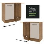 Balcão de Canto 1 Porta 60 cm Profundidade (Sem Tampo) Rustic/Crema Agata Madesa