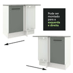 Balcão de Canto Madesa Agata 1 Porta 60 cm Profundidade (Sem Tampo) Branco/Cinza