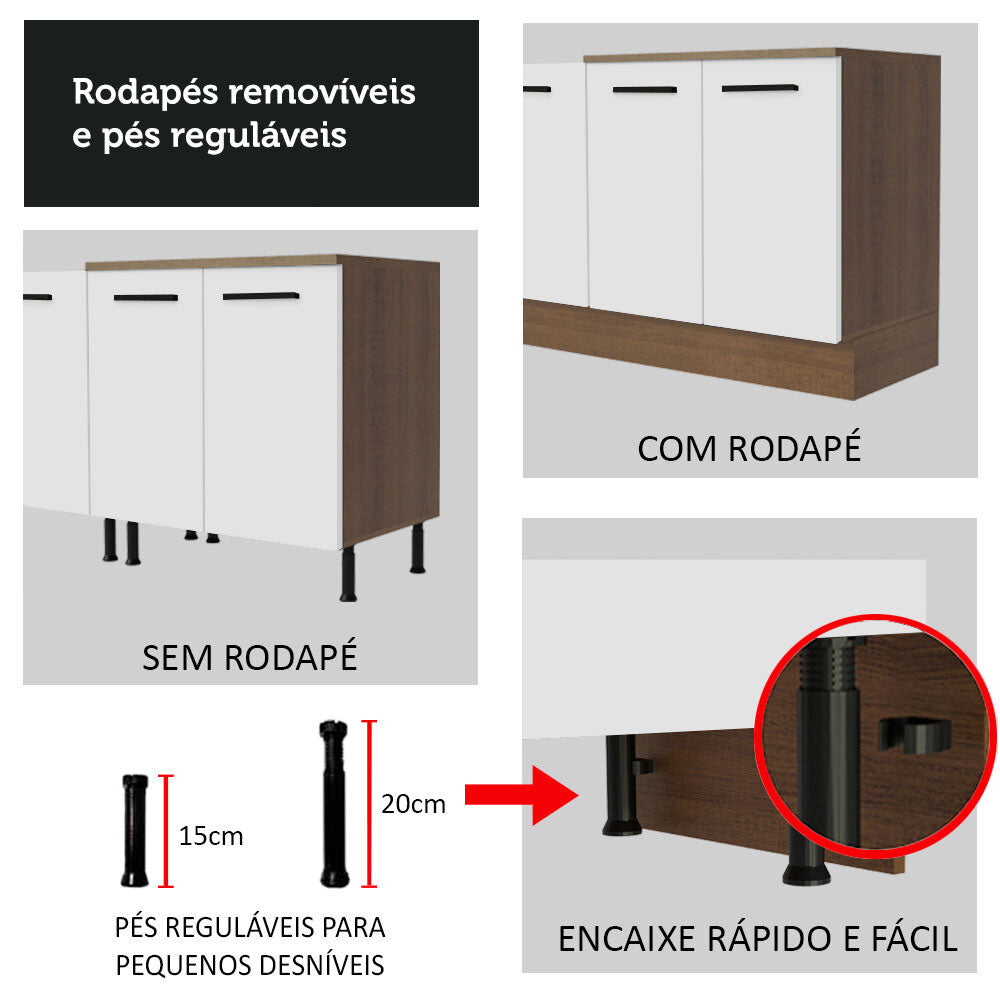 Paneleiro Madesa Agata 60 x 60 cm 3 Portas Rustic/Branco