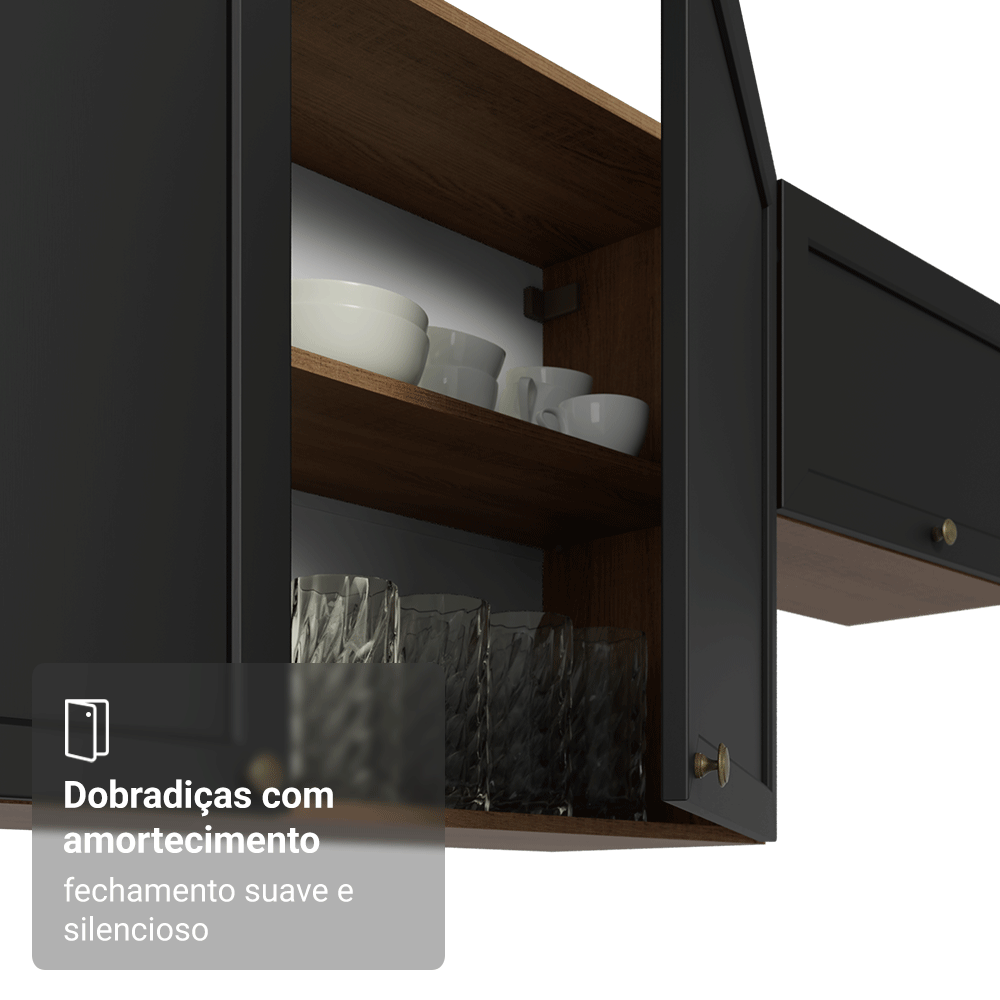 Torre Quente 60 x 60 cm 1 Porta 3 Gavetas Rustic/Preto Vik Madesa