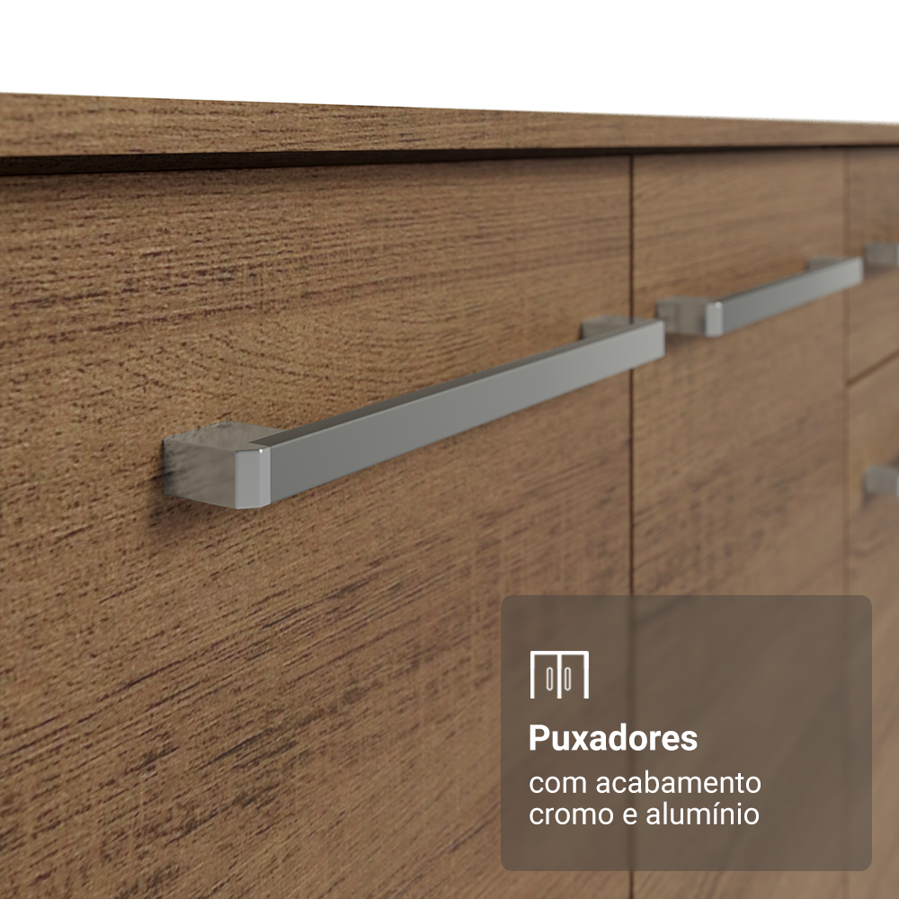 Balcão Gabinete com Pia 3 Portas e 1 Gaveta 105cm Rustic Emilly Madesa