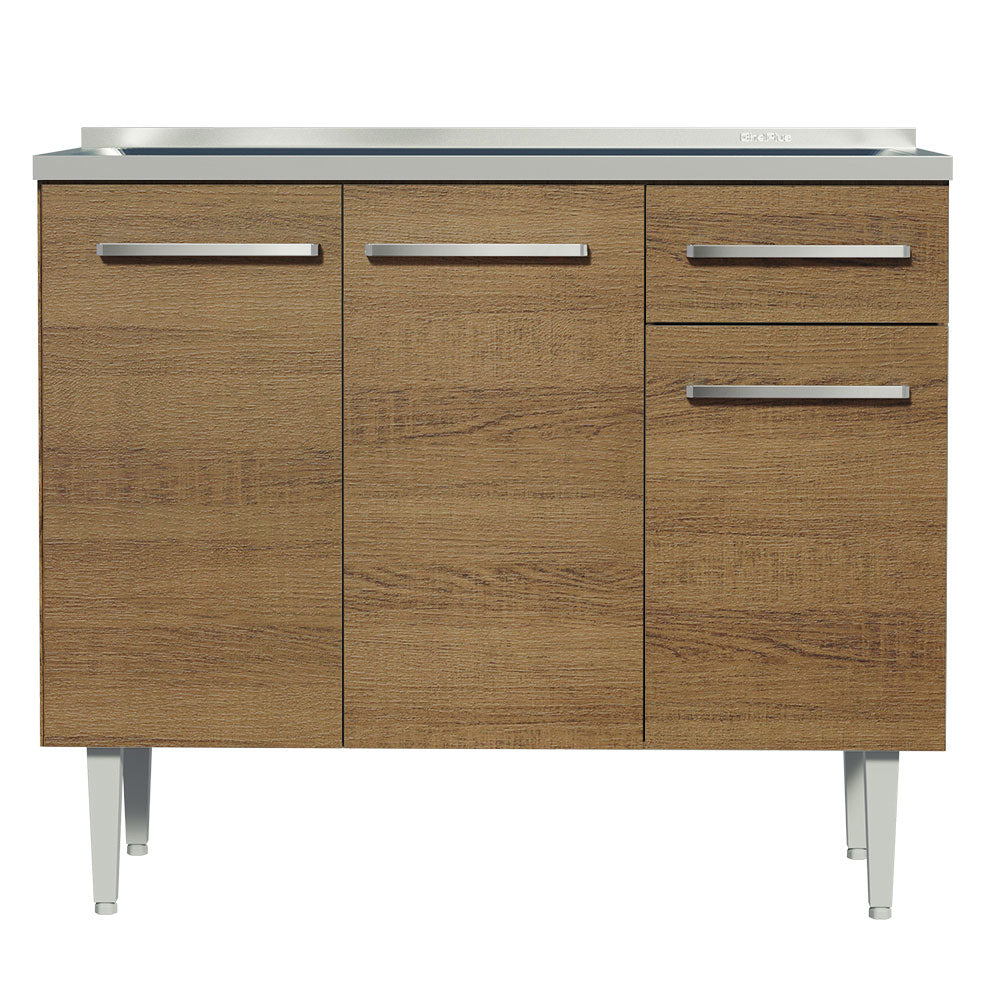 Balcão Gabinete com Pia 3 Portas e 1 Gaveta 105cm Rustic Emilly Madesa