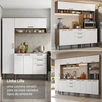 Balcão de Cozinha com Pia 105 cm 3 Portas 2 Gavetas Rustic/Branco Lille Madesa