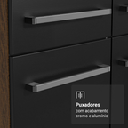 Balcão Gabinete com Pia 3 Portas e 1 Gaveta 105cm Rustic/Preto Emilly Madesa