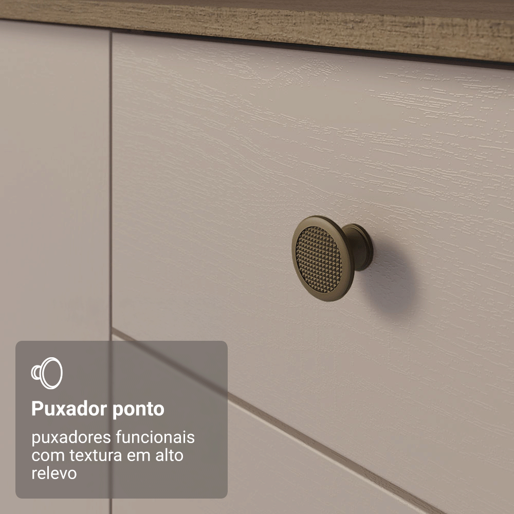 Balcão Gabinete com Pia 3 Portas e 2 Gavetas 105cm Rustic/Crema Gourmet Madesa