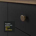 Balcão Gabinete com Pia 3 Portas e 2 Gavetas 105cm Rustic/Preto Gourmet Madesa